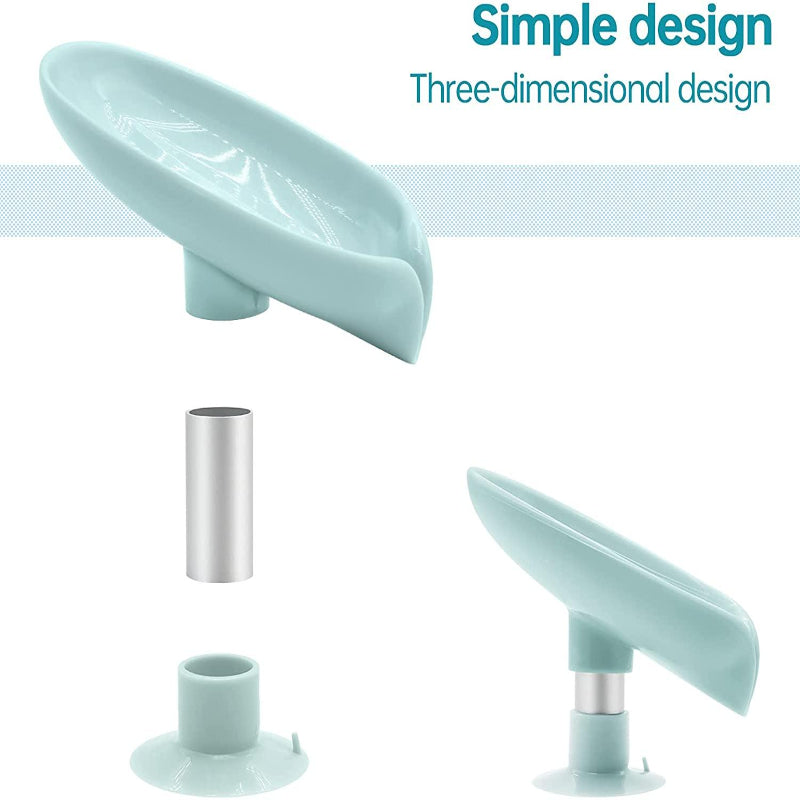 Leaf-Inspired Self-Draining Soap Holder with Strong Suction Cup (Pack of 2)