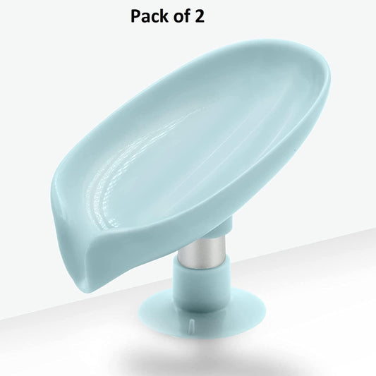 Leaf-Inspired Self-Draining Soap Holder with Strong Suction Cup (Pack of 2)