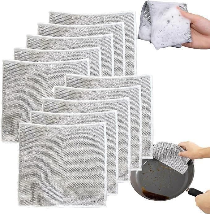 Multipurpose Wire Dishwashing Scrubber Rags for Wet & Dry Cleaning (Pack of 10)