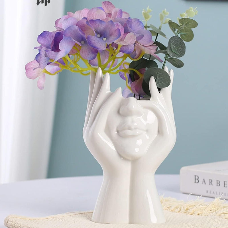 Modern Aesthetic Face Vase – Glossy Ceramic Art Décor