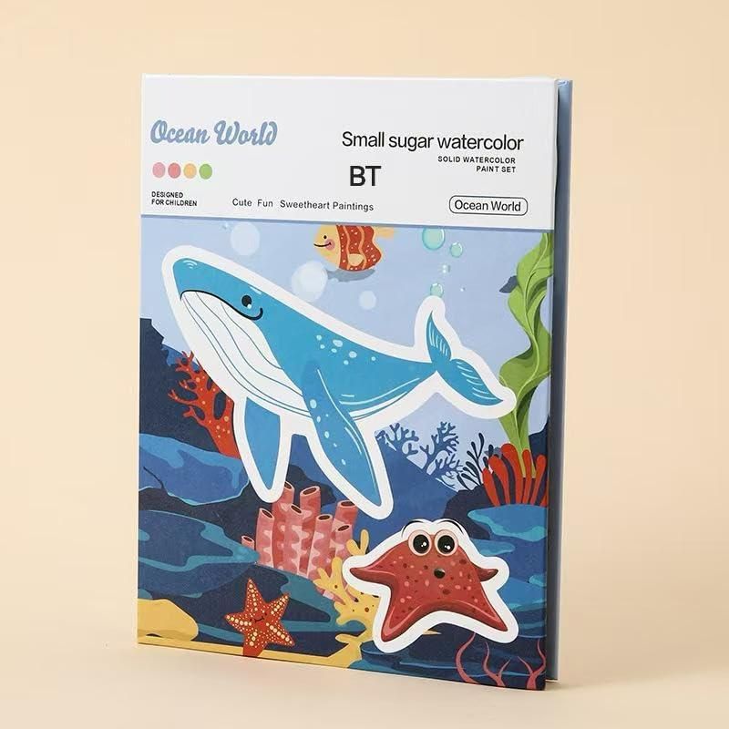 Kids Water Painting Activity Book with Watercolors & Brush – Portable Creative Learning Set