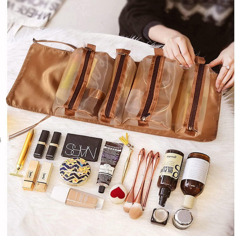 4-in-1 Detachable Hanging Travel Toiletry & Makeup Organizer Bag – Foldable Multi-Pouch Design