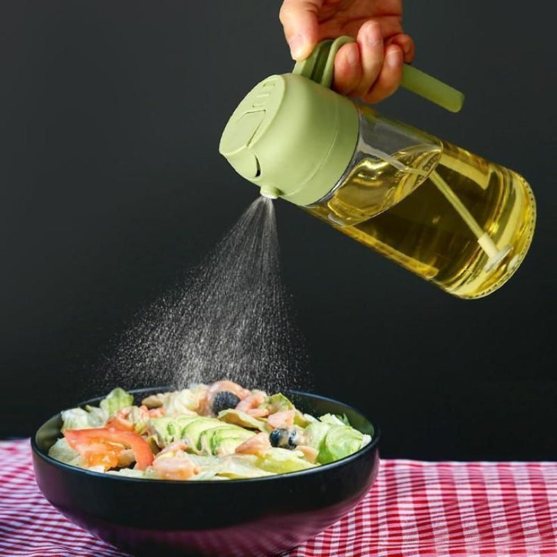 500ml Portable Sprayer Oil Dispenser – Dual Spray & Pour Glass Bottle for Kitchen & Outdoor Cooking