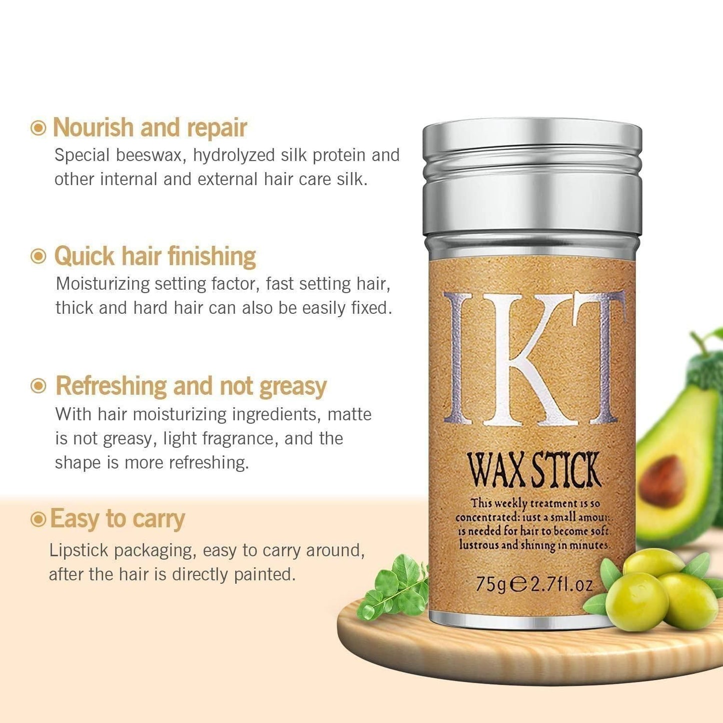 Professional Non-Greasy Hair Wax Stick – Smooth Finish & Flyaway Control