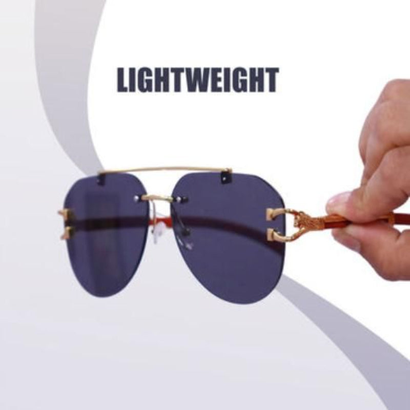 Premium Rimless Aviator Sunglasses – Lightweight Metal Frame with Polycarbonate Lenses
