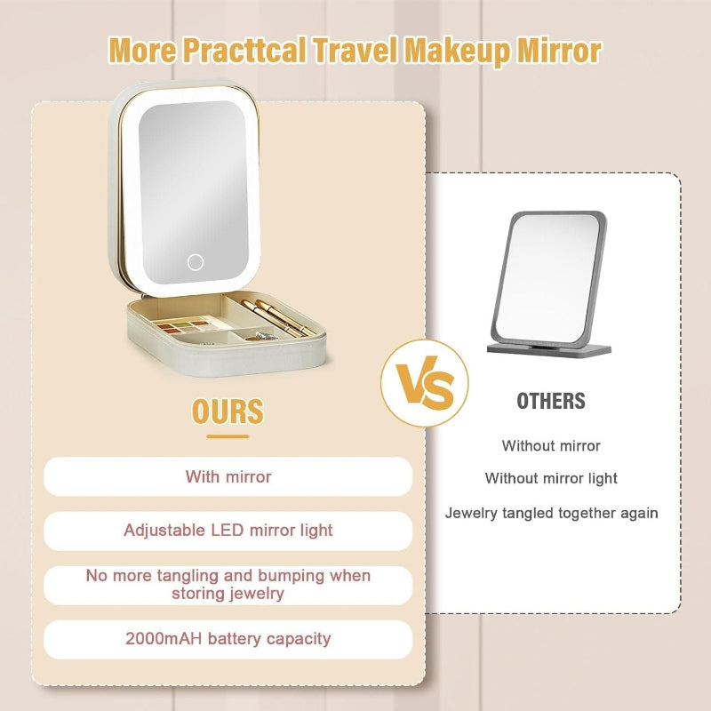 Luxury White Jewelry Box with LED Mirror – Premium Organizer for Accessories