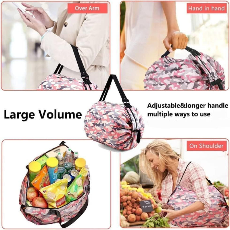 Foldable Waterproof Shopping & Travel Tote Bag for Women – Lightweight Shoulder Carry Bag with Zip