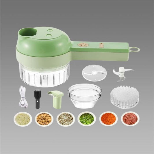 4-in-1 Portable Electric Vegetable Cutter – Wireless Mini Food Chopper & Slicer