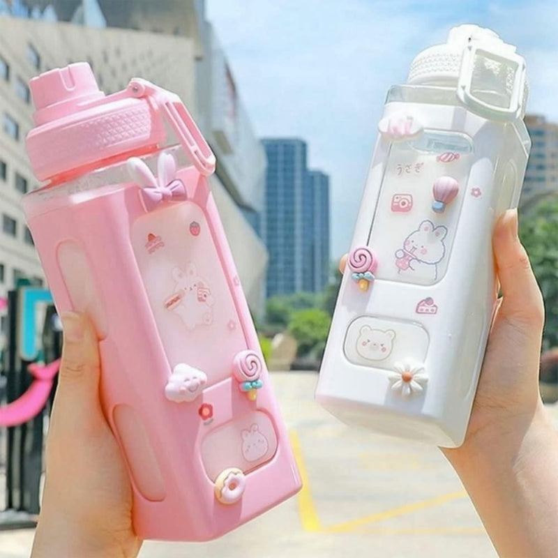 700ml Kawaii Cute Water Bottle with Lid & Straw – Leakproof Portable Bottle