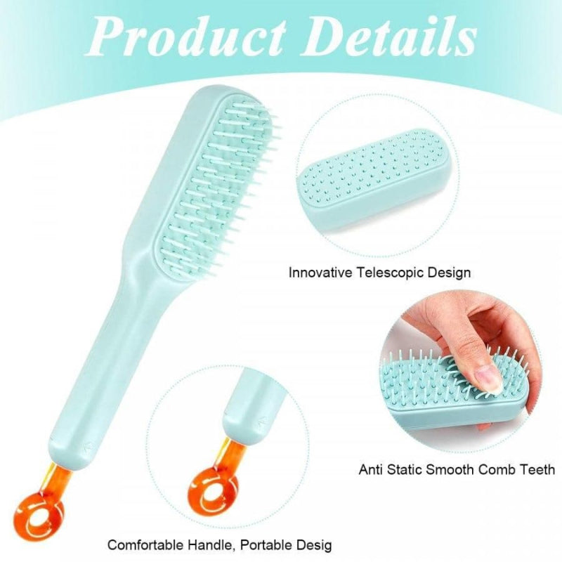 Self-Cleaning Anti-Static Massage Hair Comb – Gentle Scalp Care for Adults & Kids