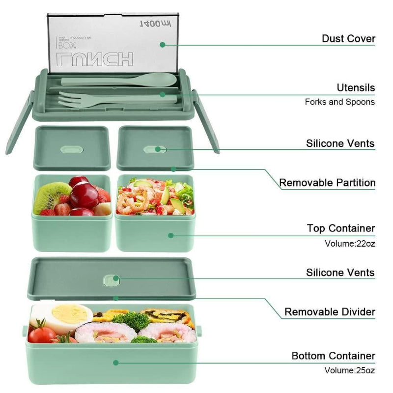 Bento-Style Compartment Lunch Box – Multi-Section Plastic Tiffin for Office, School & Travel