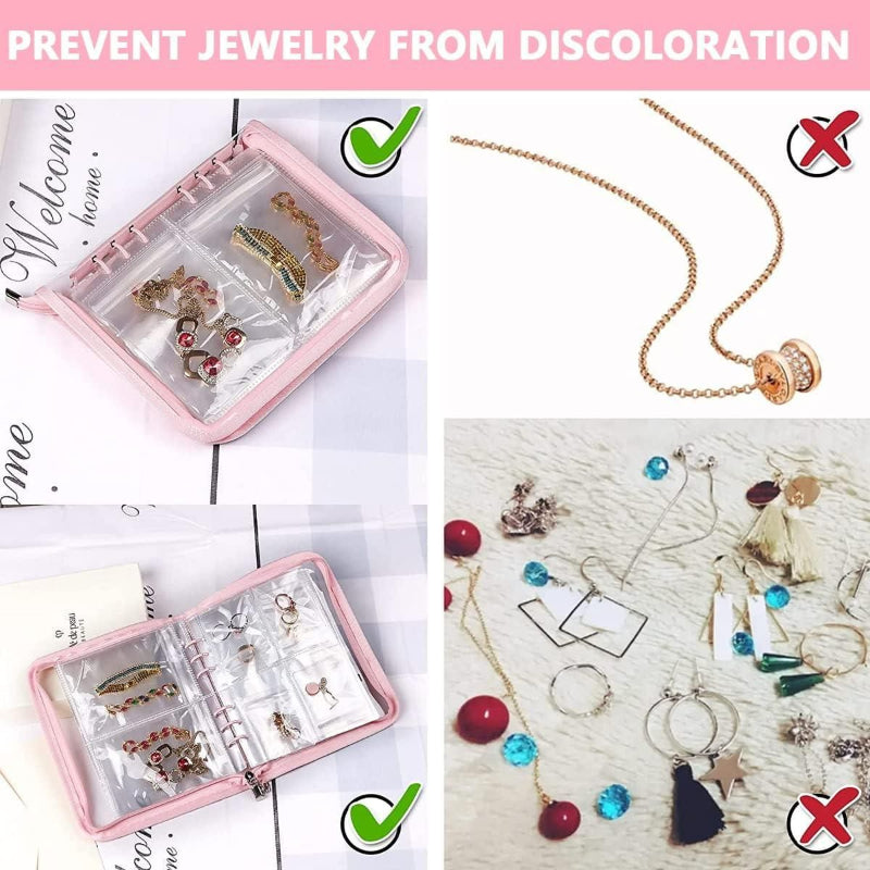 Transparent Jewellery Organizer Book with 60 Pockets – Space-Saving Storage Album