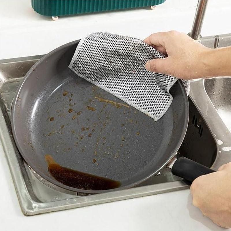 Multipurpose Wire Dishwashing Scrubber Rags for Wet & Dry Cleaning (Pack of 10)