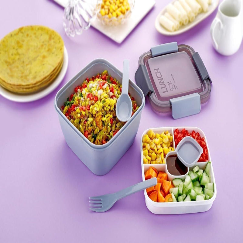 Airtight Modular Plastic Lunch Box (750 ML) – Leak-Resistant Food Storage Container for Office & Travel