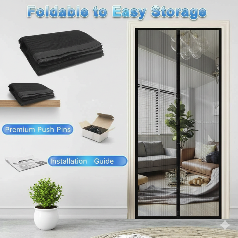 Magnetic Mesh Mosquito Door Curtain – Foldable Insect Protection Screen