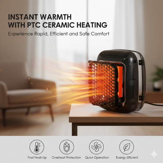 Wall-Mounted Portable Turbine Room Heater – Silent Infrared Electric Convector for Bathroom & Bedroom