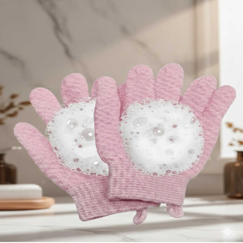 Five Finger Exfoliating Bath Gloves – Deep Cleansing Body Scrub (Pair)