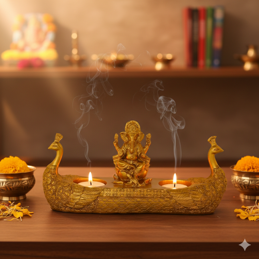 Golden Ganesha Deepak – Auspicious Pooja Lamp for Home & Temple Décor