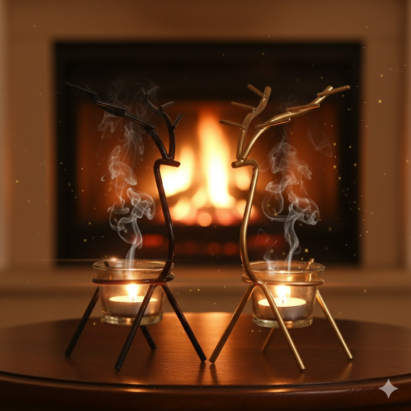 Handcrafted Deer Shape Metal Tea Light Holder – Set of 2 (eCraftIndia)