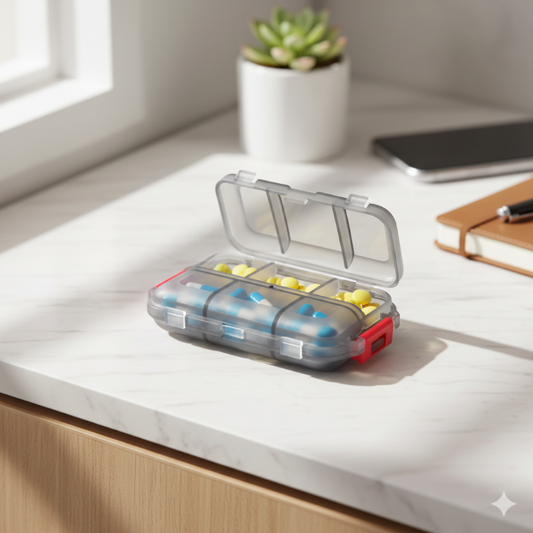 Portable Double-Layer Pill Organizer for Daily Medicines & Travel Use