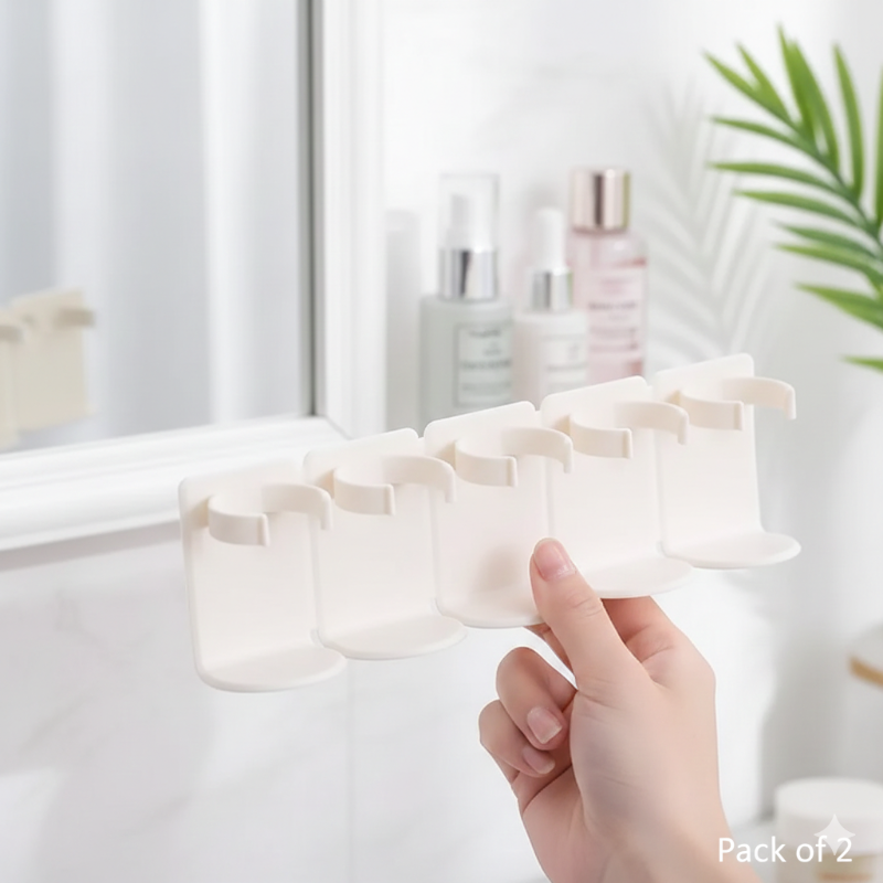 5 Grid Plastic Cosmetic Organiser No Punching Cuttable Storage Holder (Pack of 2)