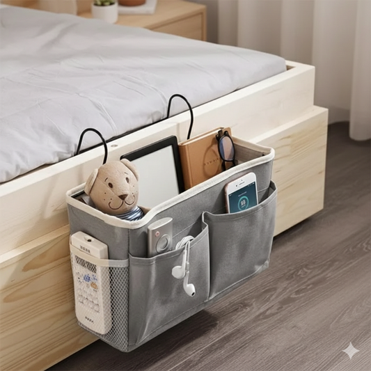 Bedside Hanging Multipocket Organizer – Space-Saving Storage Caddy