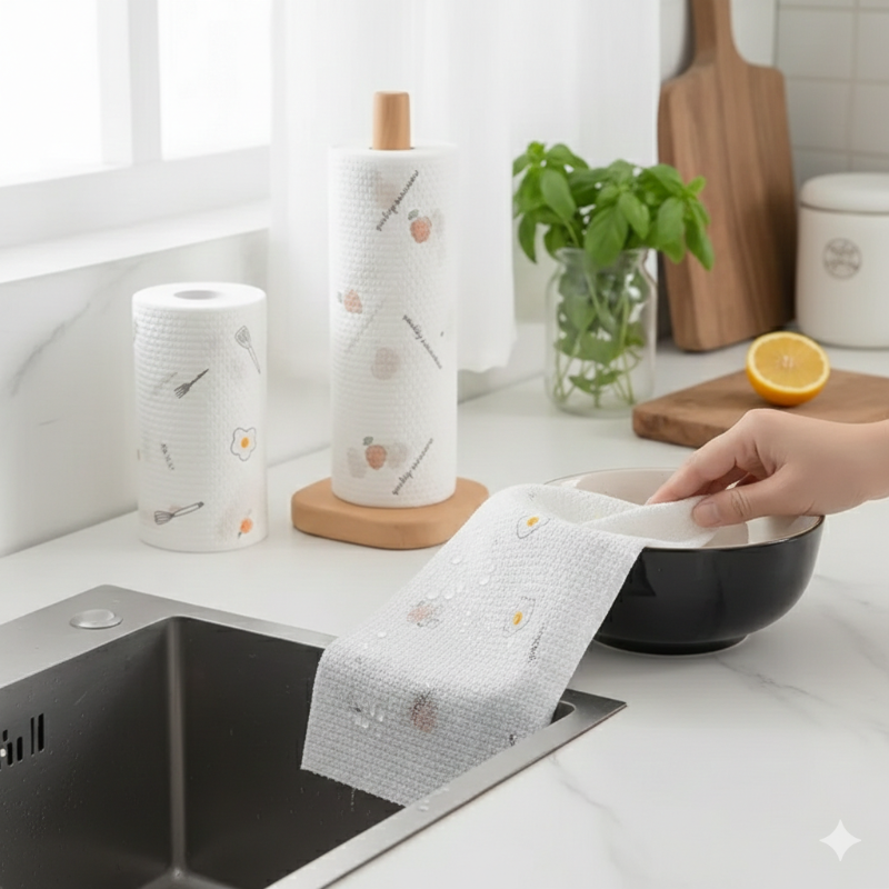 High-Efficiency Disposable Paper Towels Roll – 40 Pulls (Multi-Purpose Use)