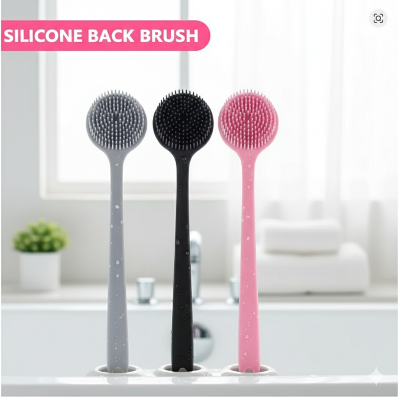 Premium Soft Silicone Back Scrubber – Double-Sided Long Handle Body Cleanser