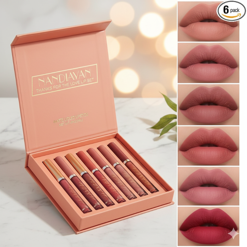 Feel High Metallic Liquid Lipstick Set – Pack of 6 (Shade A)