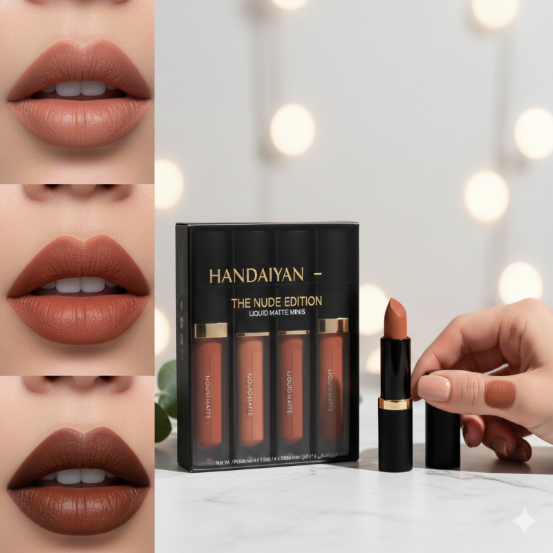 Nude Red Edition Liquid Lipstick Set – 4 Everyday Shades (16 ml)