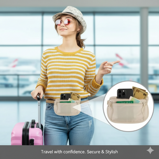 Slim Travel Waist Belt Bag – Lightweight Hidden Money & Essentials Pouch