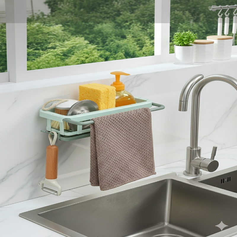 Retractable Sink Sponge Holder – Hanging Kitchen Storage Rack