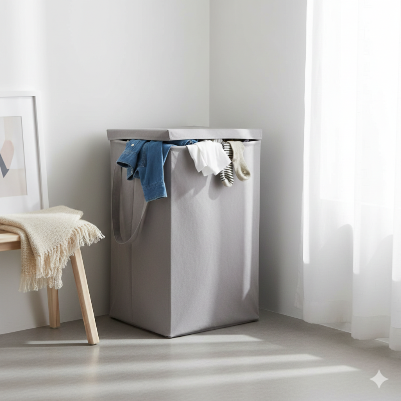 Foldable Fabric Laundry Basket with Lid & Handles – 75L Large Capacity Hamper