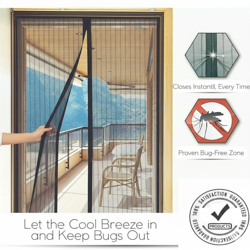 Magnetic Mesh Mosquito Door Curtain – Foldable Insect Protection Screen