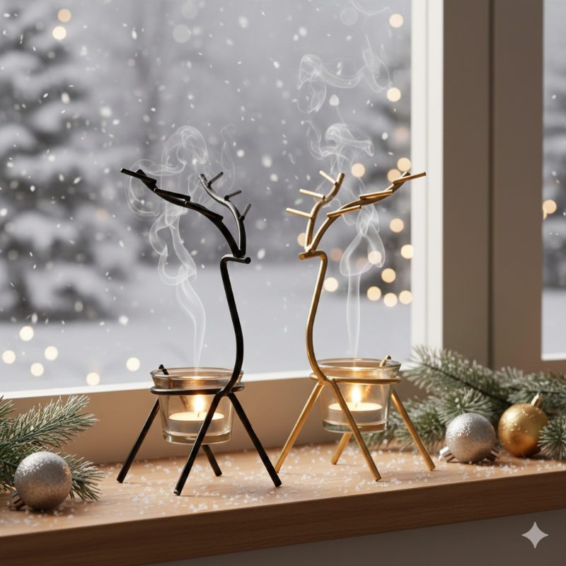 Handcrafted Deer Shape Metal Tea Light Holder – Set of 2 (eCraftIndia)