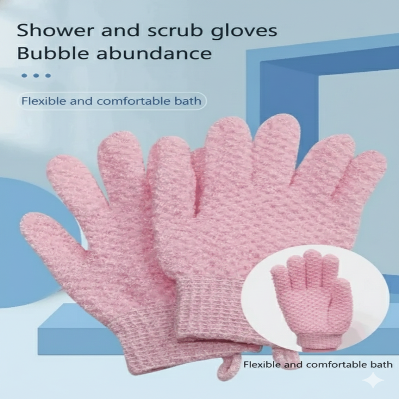 Five Finger Exfoliating Bath Gloves – Deep Cleansing Body Scrub (Pair)