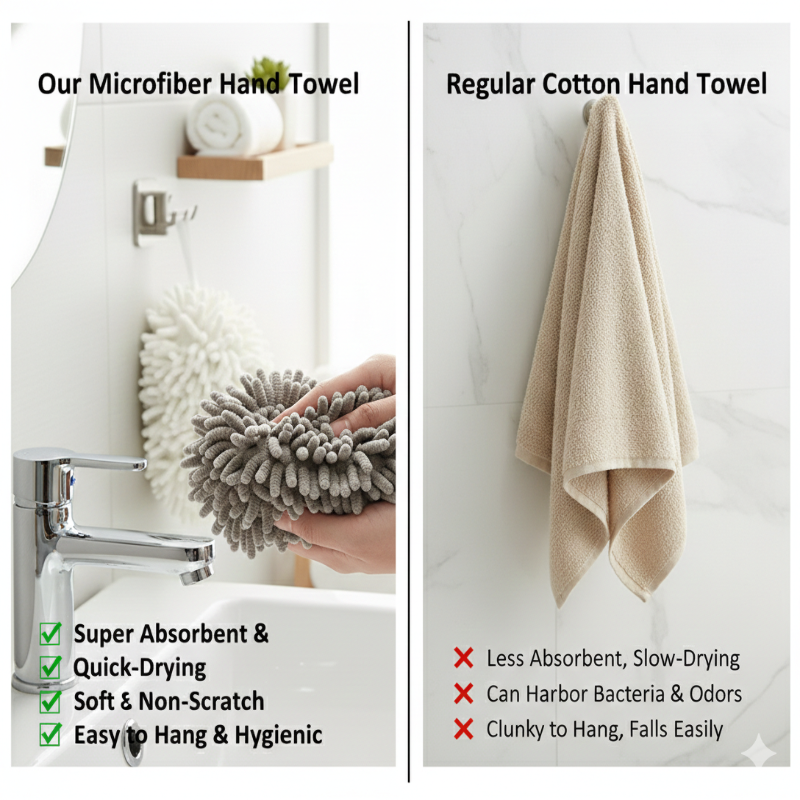 Fuzzy Ball Chenille Microfiber Hand Towel – Ultra Soft & Quick Dry