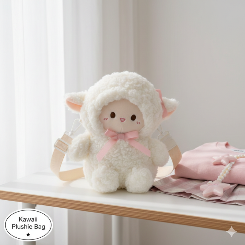 Cute Lamb Plush Sling Bag – Soft & Adorable Casual Mini Bag