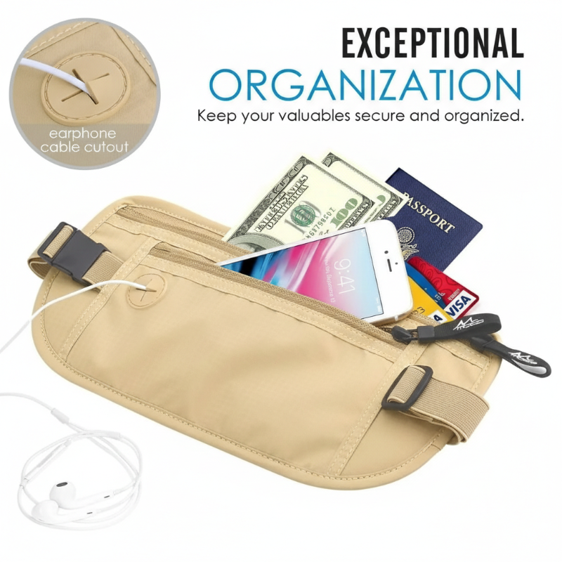 Slim Travel Waist Belt Bag – Lightweight Hidden Money & Essentials Pouch
