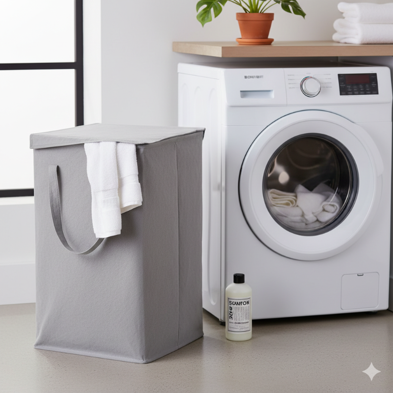 Foldable Fabric Laundry Basket with Lid & Handles – 75L Large Capacity Hamper