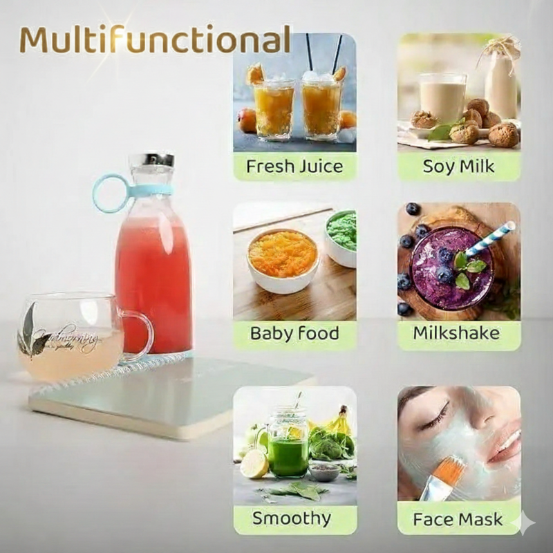 Portable USB Rechargeable Mini Juice Blender – Travel Smoothie Maker (380 ml)