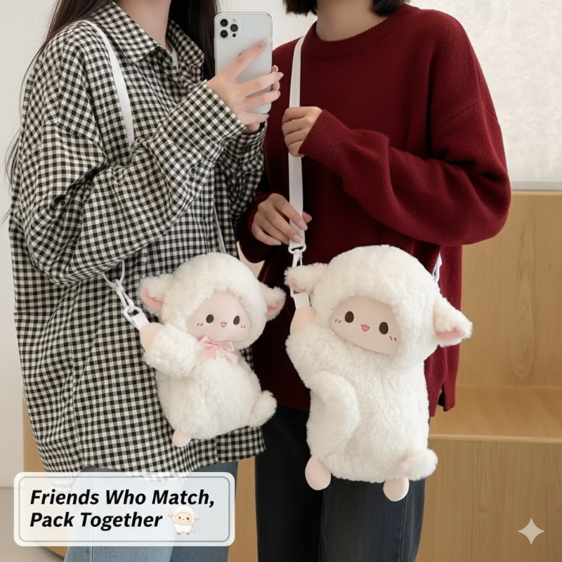 Cute Lamb Plush Sling Bag – Soft & Adorable Casual Mini Bag