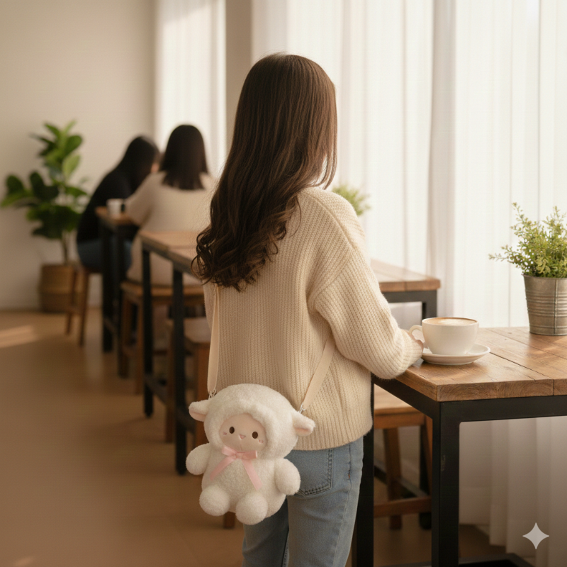 Cute Lamb Plush Sling Bag – Soft & Adorable Casual Mini Bag