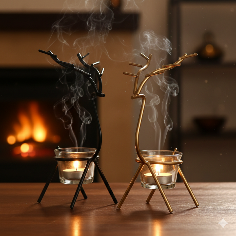 Handcrafted Deer Shape Metal Tea Light Holder – Set of 2 (eCraftIndia)