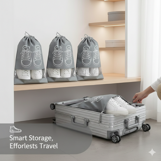 Travel Shoe Storage Bags with Transparent Window – Dust-Proof & Portable (Pack of 5)