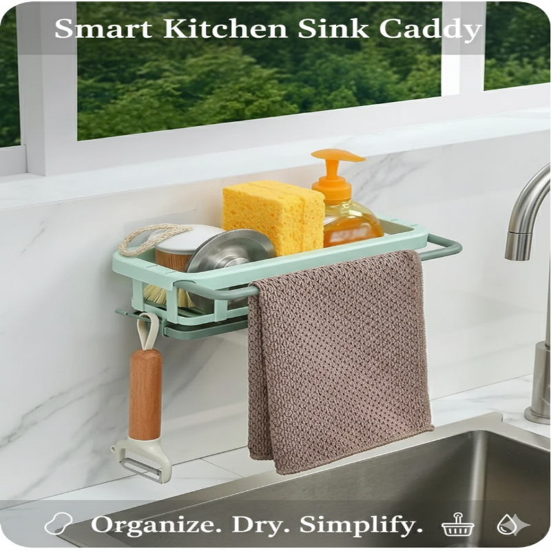 Retractable Sink Sponge Holder – Hanging Kitchen Storage Rack