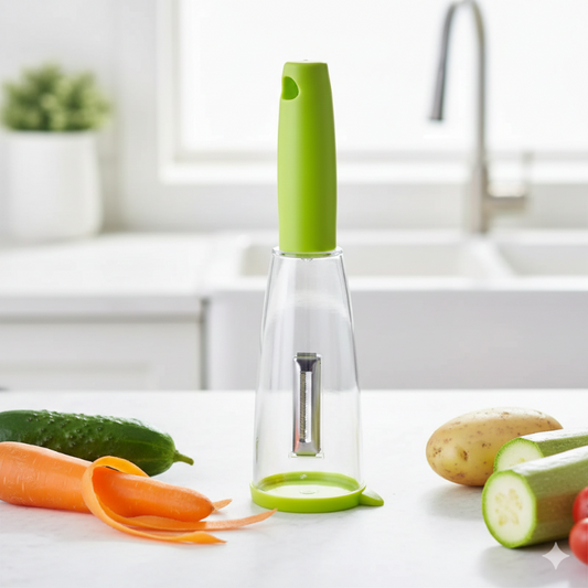 No-Mess Vegetable & Fruit Peeler with Storage Container – Multifunction Kitchen Tool