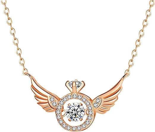 Elegant American Diamond Pendant Necklace with Gold-Finish Chain for Women