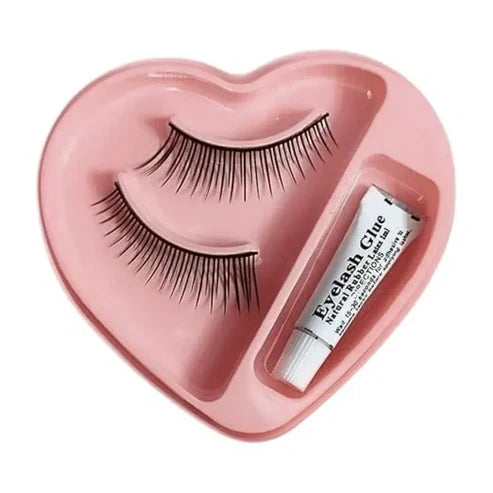 Bonjour 3D Natural False Eyelashes with Latex Glue + Free Nail Set