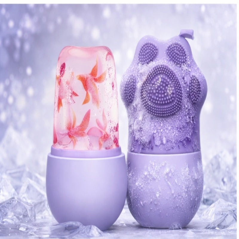 Paw Shaped Ice Roller for Face with Scrubber - Glowing Skin & Puffy Eyes